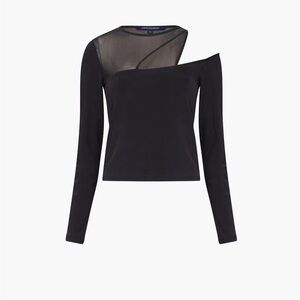 Elegant Black Asymmetrical Mesh Top